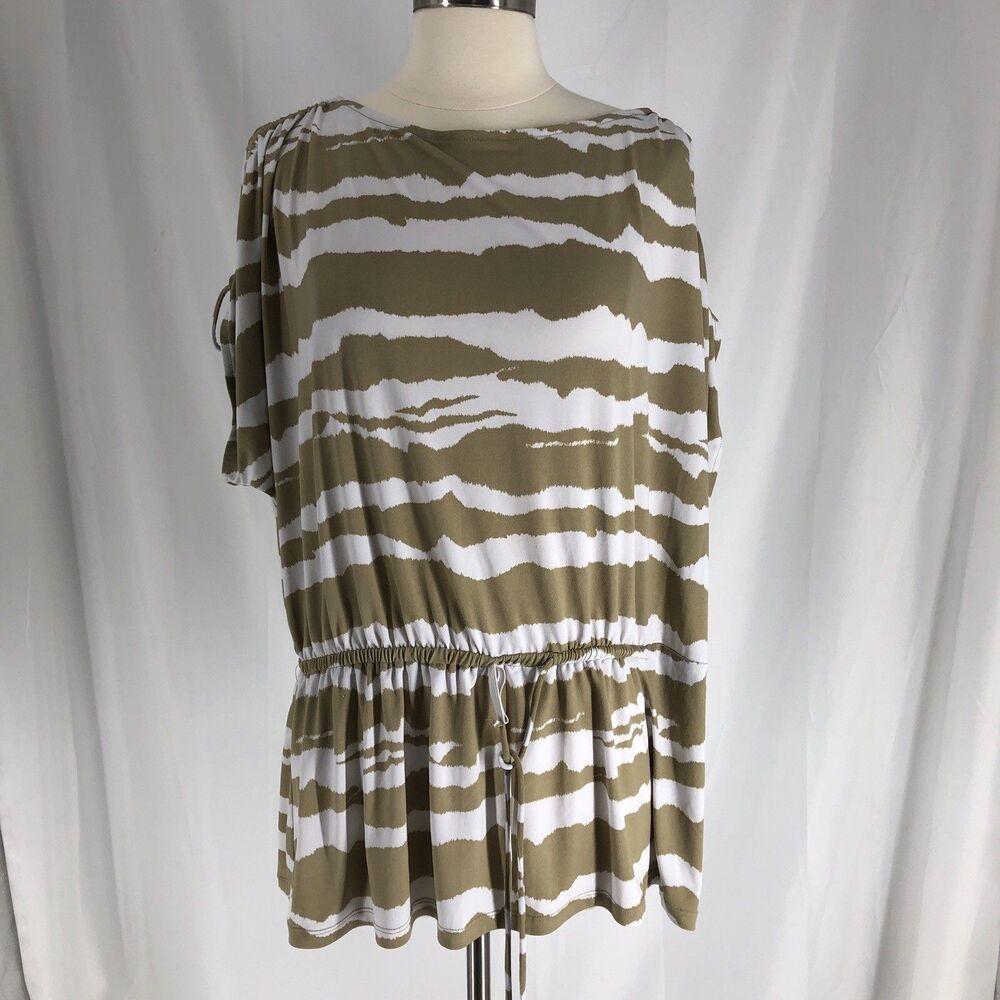 MICHAEL Michael Kors Zebra Print Tunic Top XL Beige